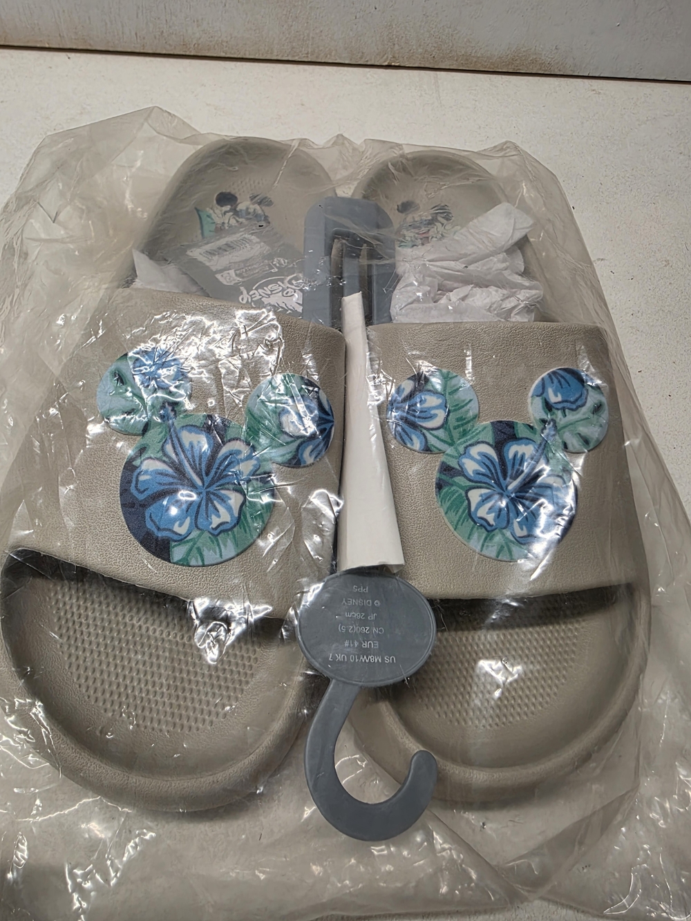 Disney Mickey Mouse Tropical Floral Slides Sandals Men 8 Women 10 EU 41 NEW